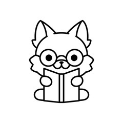 Obraz premium Isolated kitten studying. Cute emoji of a cat - Vector