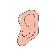 human body concept, ear icon, line fill style