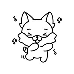 Isolated singing kitten. Cute emoji of a cat - Vector