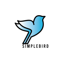 Fly bird Simple. bird line art logo design vector inspiration Premium Vector.