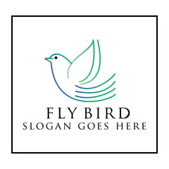 Fototapeta na wymiar Fly bird Simple. bird line art logo design vector inspiration Premium Vector.