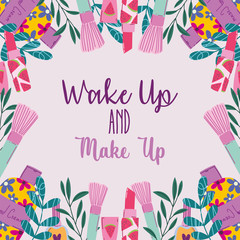 wake up and makeup cosmetics product fashion beauty