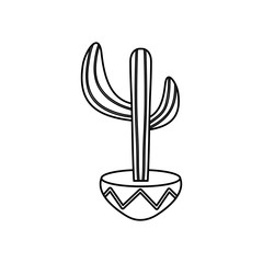 mexican culture concept, cactus in a pot icon, line style