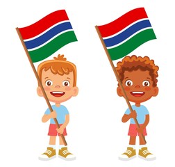 Gambia flag in hand set