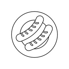 plate with sausages icon, line style