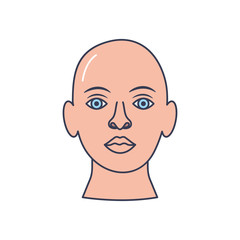 human body concept, head and face icon, line fill style