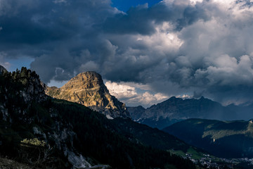 Fototapeta premium Dolomites mountains and cloudy sky, Italy