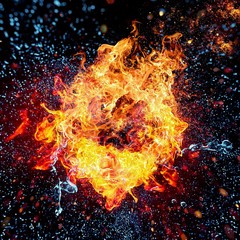Abstract background with fire and water