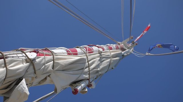 old wooden sail boat ship mast