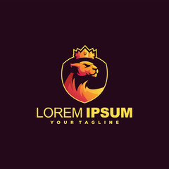crown lioness gradient logo design