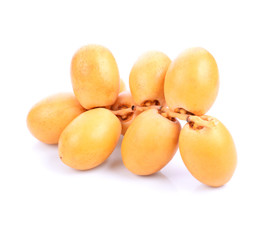 Date fruits isolated on white background.
