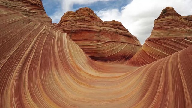 The Wave in North Coyote Buttes in Arizona. Several gimbal shots smoothly gliding over striped redrock. 4k footage.
