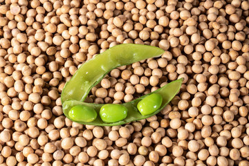 Edamame beans or green soybeans on dry seeds soybean in Brazil