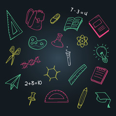 board background with icons school symbol vector