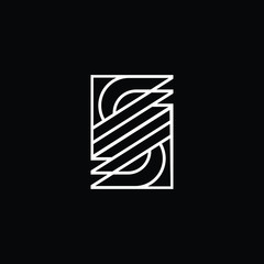 Letter S logo monogram. Creative line art design, Abstract Initial Letter S Logo. Geometric Shape Letter S Stripes Style Isolated on Black Background.