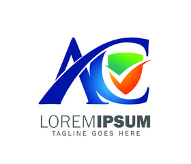 AC and shield monogram initial logo