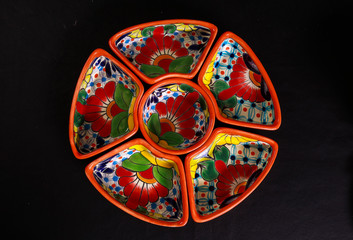 
colorful clay food pots