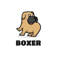 Vector Logo Illustration Boxer Simple Mascot Style.