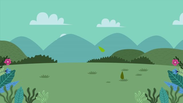 field camp landscape scene animation
