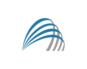 Abstract blue and silver swoosh stripes