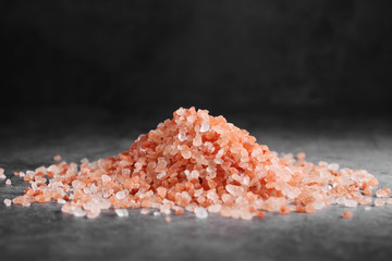 close up a pile of Himalayan pink salt in natural light