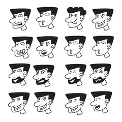 male face cartoon character avatar icons set