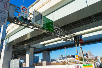 The modern Metropolitan Expressway Rte No.6 near Sumida river in Tokyo, Japan 