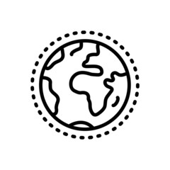 Black line  icon for world