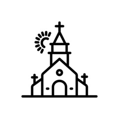 Black line  icon for church