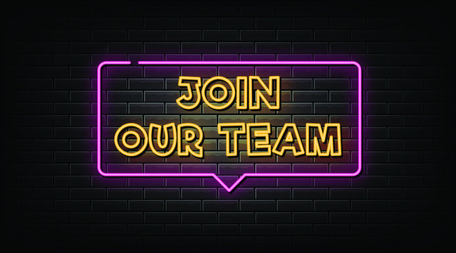 Join Our Team Neon Sign, Neon Style Vector