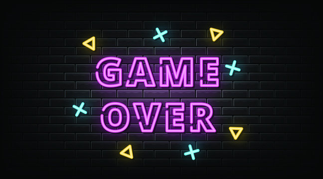 Game over neon sign, neon style vector