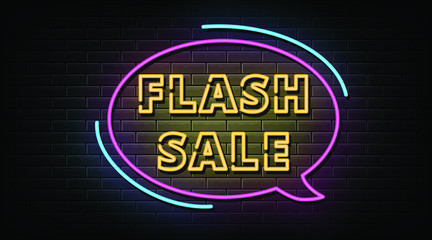 Flash sale neon sign, neon style vector