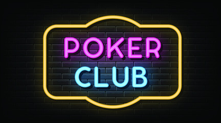 Poker club neon text  neon sign and symbol