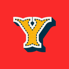 Y letter sports team logo in tackle twill style.