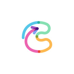 C letter line logo made of a rainbow arrow.