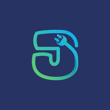 J letter logo made of plug cable.