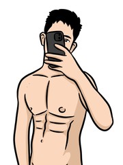 Fototapeta premium cartoon cute man on white background