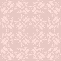 Pink distressed quatrefoil seamless vector pattern. Light monochromatic surface print design for backgrounds, texturing, fabric, minimal stationery, and packaging.