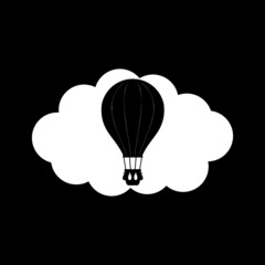 Hot air balloon icon isolated on dark background 