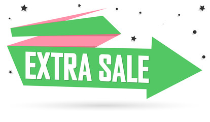 Extra Sale, promotion banner design template, discount tag, vector illustration