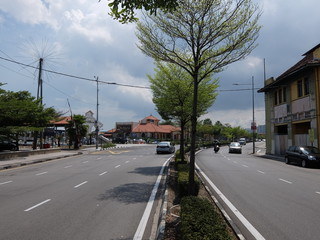 Fototapeta na wymiar ジョージタウンの道路と建物