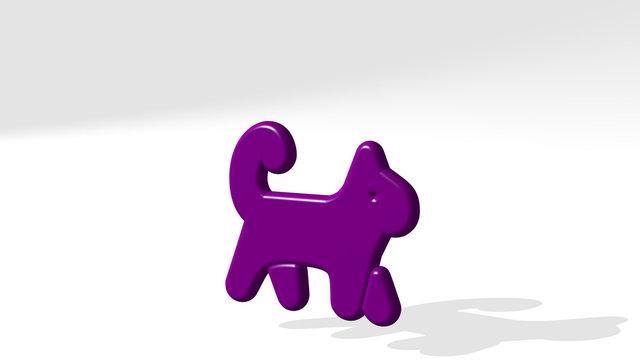 cat 3D icon casting shadow, 3D illustration