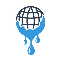 Planet With Flowing Down Water Icon