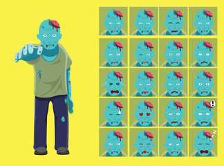 Manga Style Halloween Costume Undead Zombie Cartoon Character Emotions