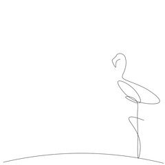 Flamingo line drawing on white background. Vector illustration