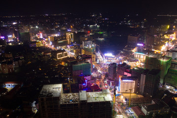 Fototapeta na wymiar Aerial view to Otres Beach with many hotels and resorts, Sihanoukville, Cambodia