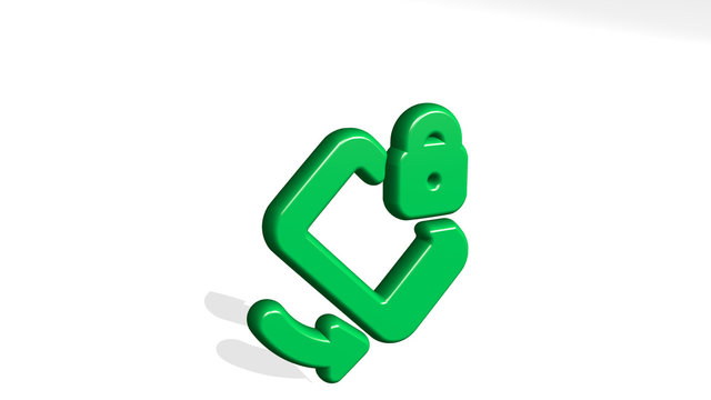 phone lock left 3D icon casting shadow, 3D illustration