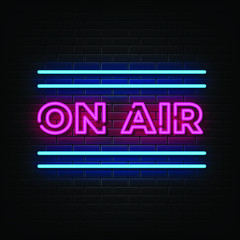 On air neon signs vector. Design template neon sign
