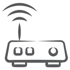 
Signal router icon in linear style, modem 
