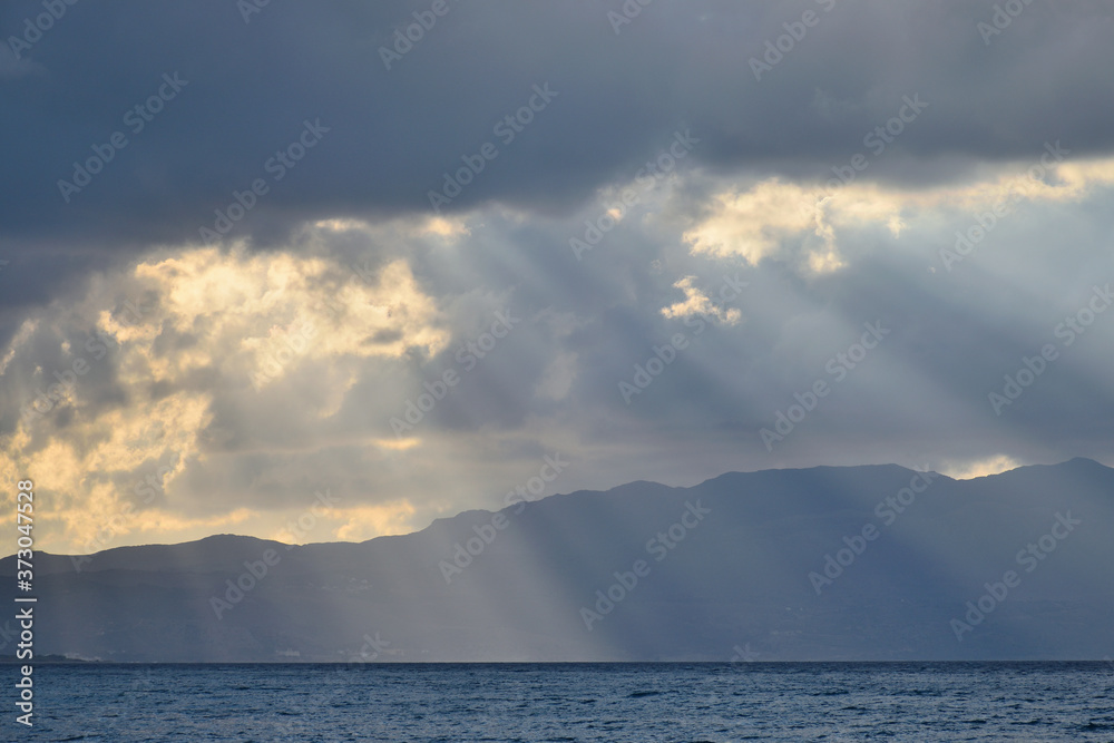 Sticker Sunset at Mediterranean sea